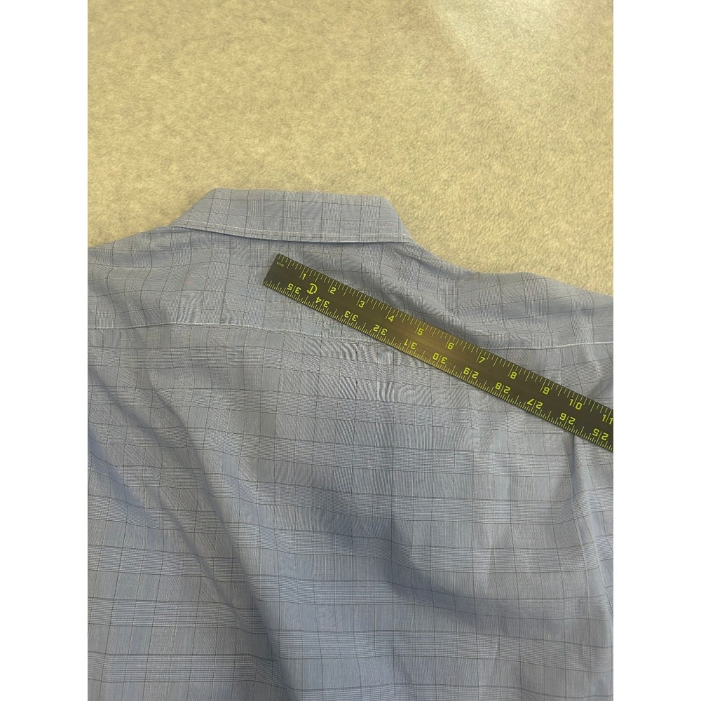 Gitman Bros Dress Shirt Mens 19 34 Blue Windowpane Plaid Check Business Made USA - Picture 10 of 10